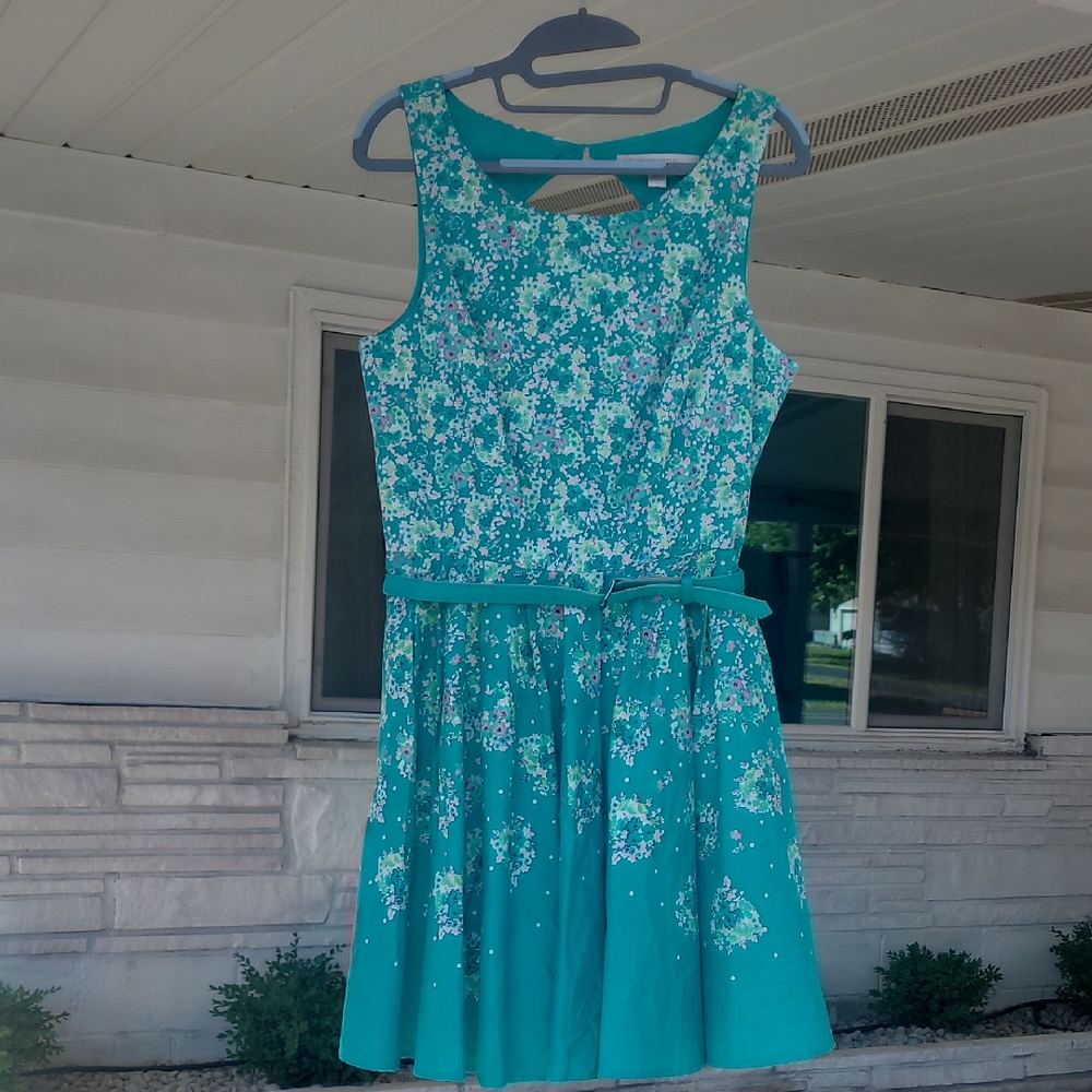 Floral Sleeveless Dress in Teal
